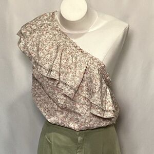 15. One-Shoulder Floral Ruffle Top NWOT Size XL